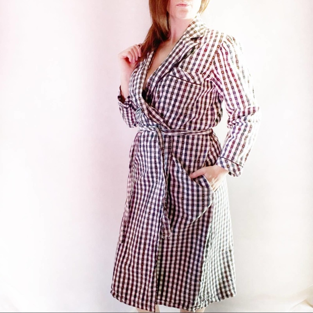 Pierre Cardin Multi-Colored Plaid Robe Medium